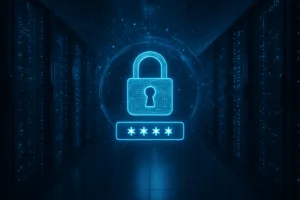 Centre de données hautement sécurisé avec protection numérique par mot de passe et cybersécurité
