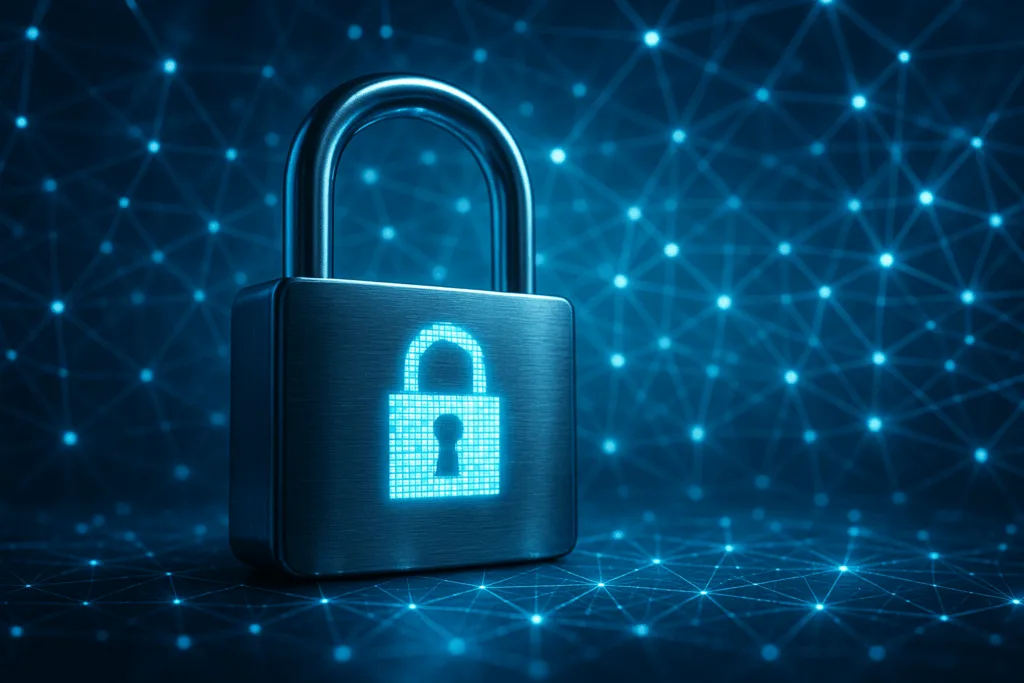Verrou numérique photoréaliste symbolisant le cryptage SSL/TLS