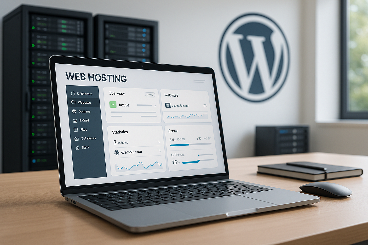 Environnement d'installation de WordPress Multisite dans Plesk avec serveurs et tableau de bord