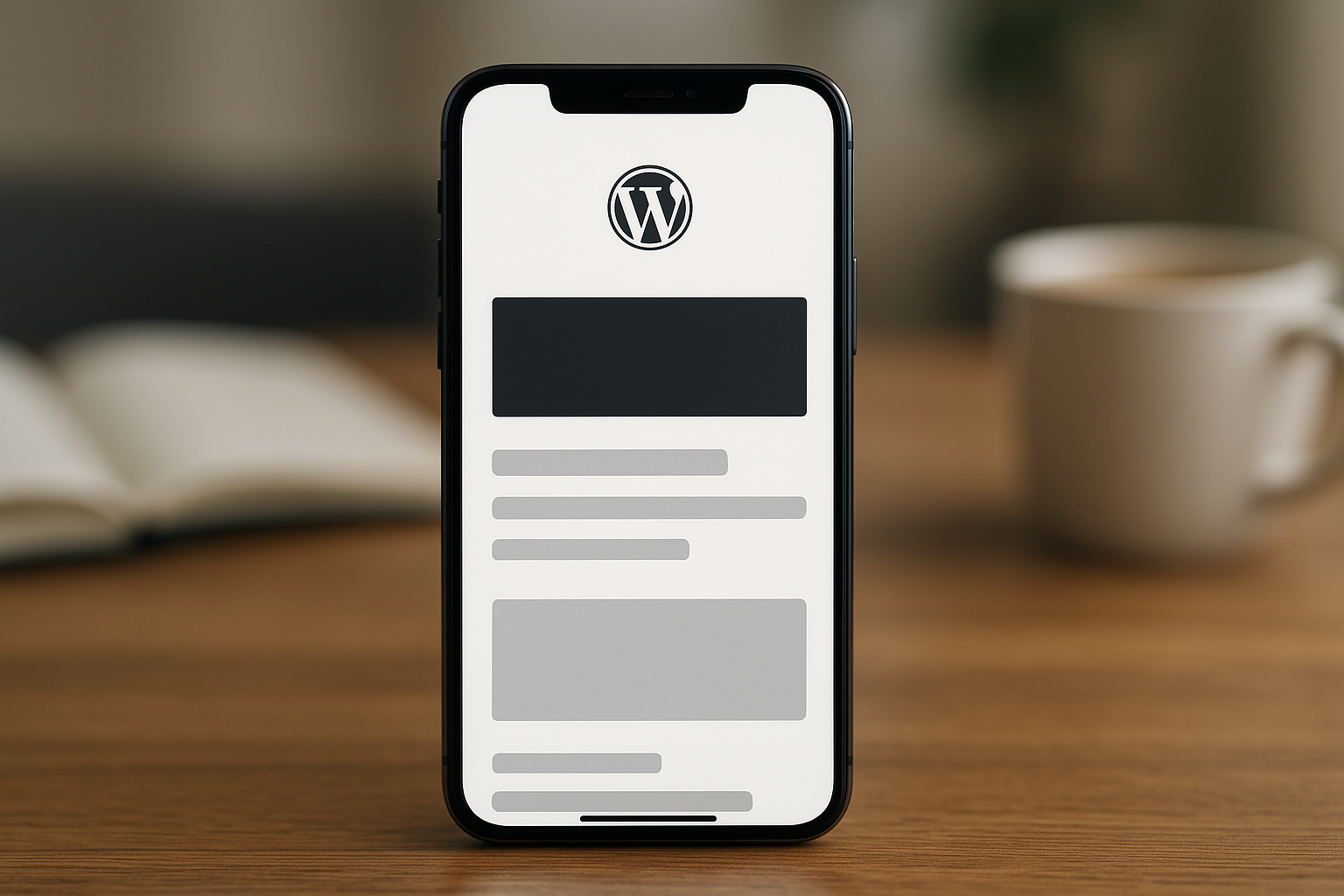 Smartphone moderne avec site WordPress rapide sans AMP
