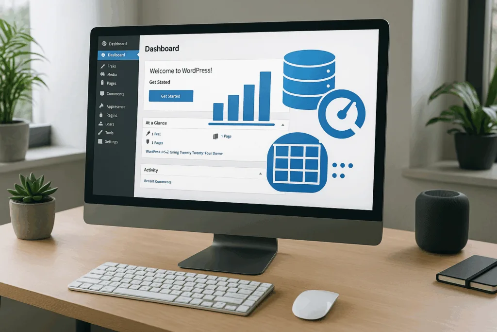 Image d'un tableau de bord WordPress propre avec des tables de base de données nettoyées