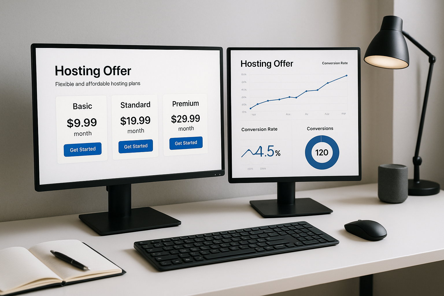 Comparaison de deux versions de sites web d'hébergement par test A/B dans un environnement de travail moderne
