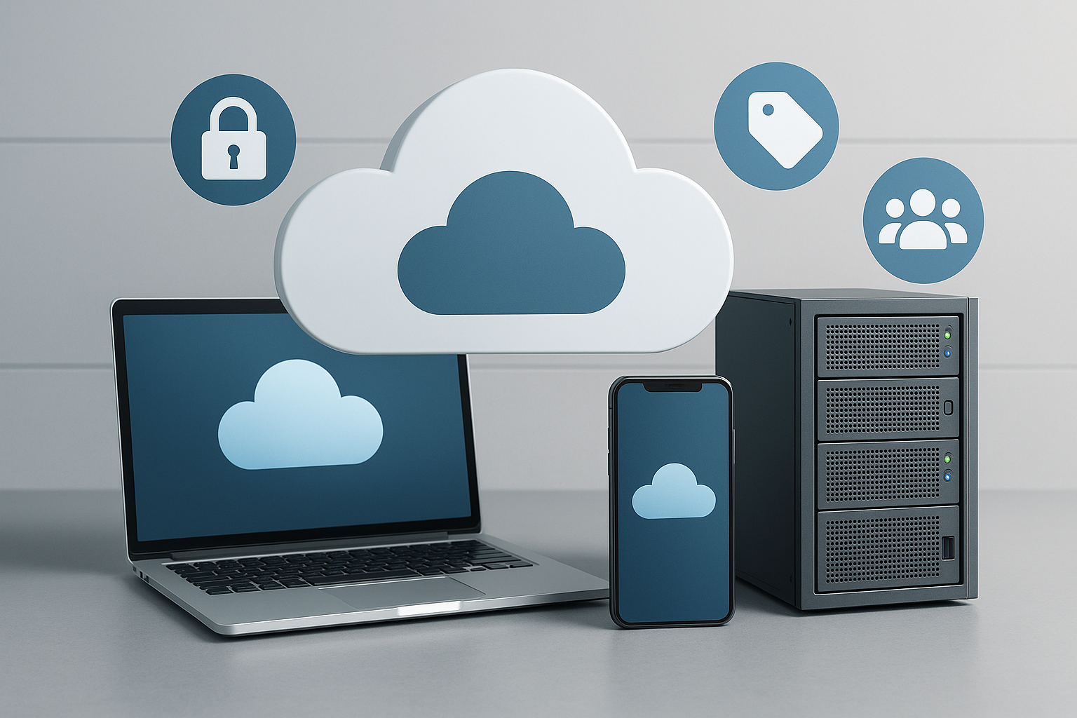 Image conceptuelle photoréaliste pour comparaison de stockage en nuage 2025