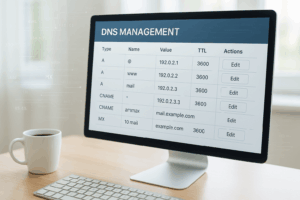 Gestion du DNS avec All-Inkl KAS - interface utilisateur technique moderne