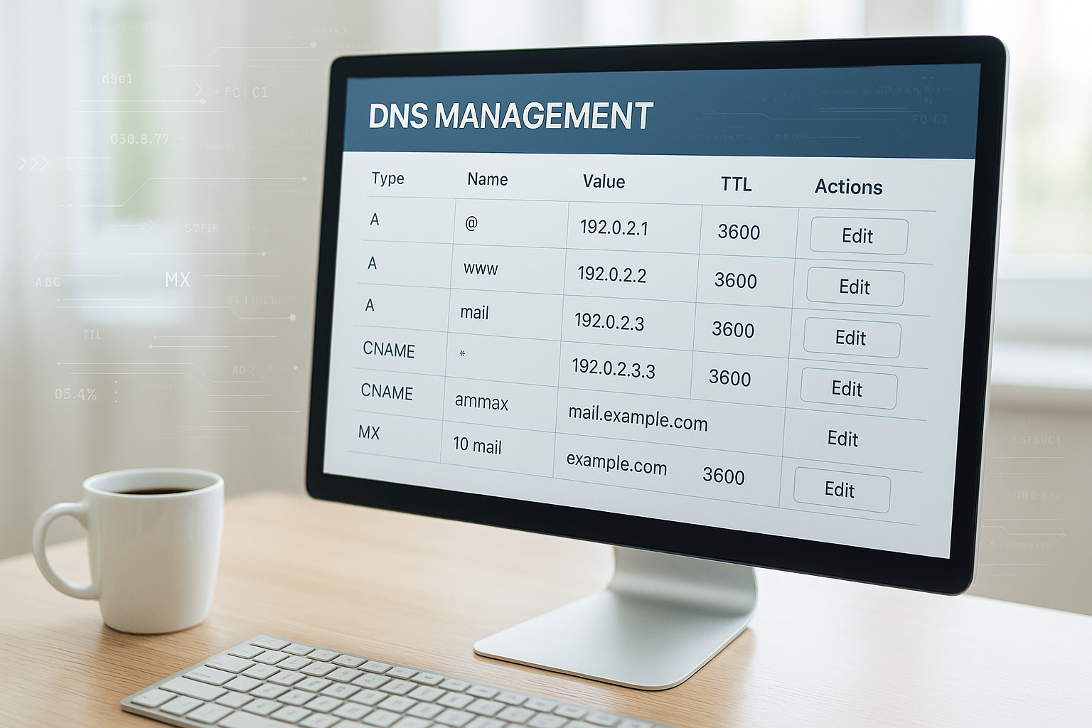 Gestion du DNS avec All-Inkl KAS - interface utilisateur technique moderne