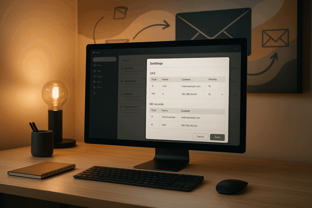 Paramètres MX-Records pour le courrier électronique avec son propre domaine dans le bureau moderne