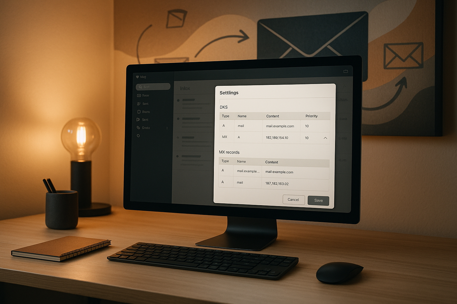 Paramètres MX-Records pour le courrier électronique avec son propre domaine dans le bureau moderne