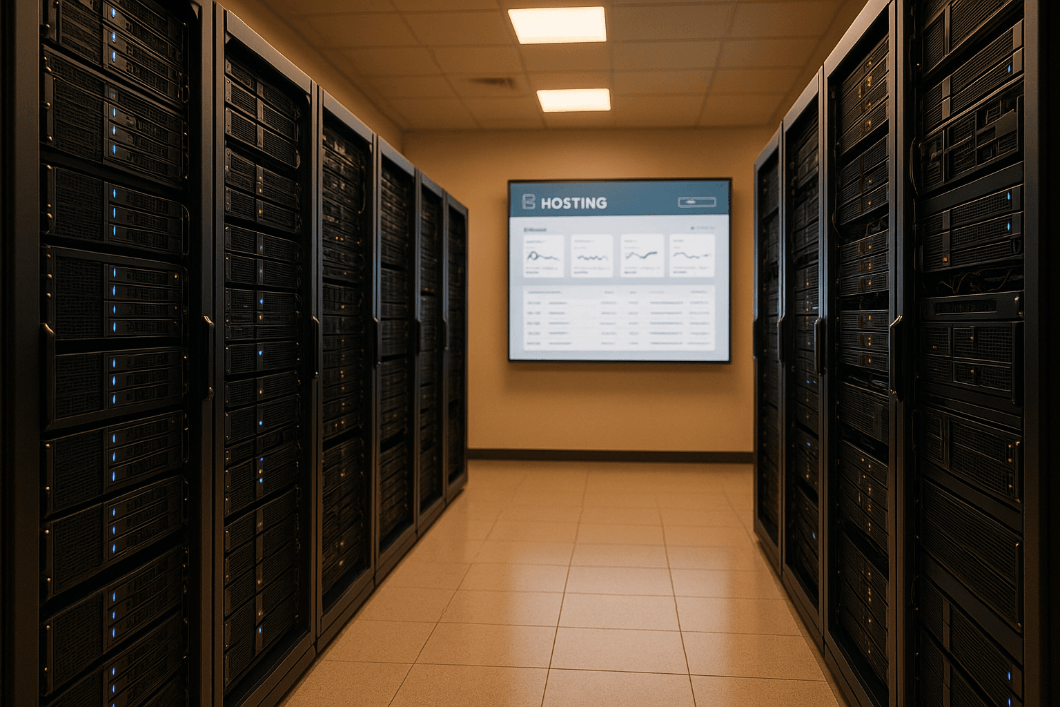 Centre de données d'hébergement allemand moderne avec racks de serveurs