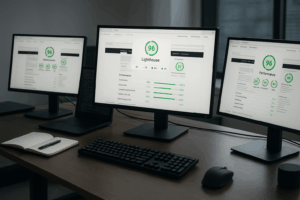 Un développeur web analyse l'analyse de page Lighthouse pour optimiser le temps de chargement.
