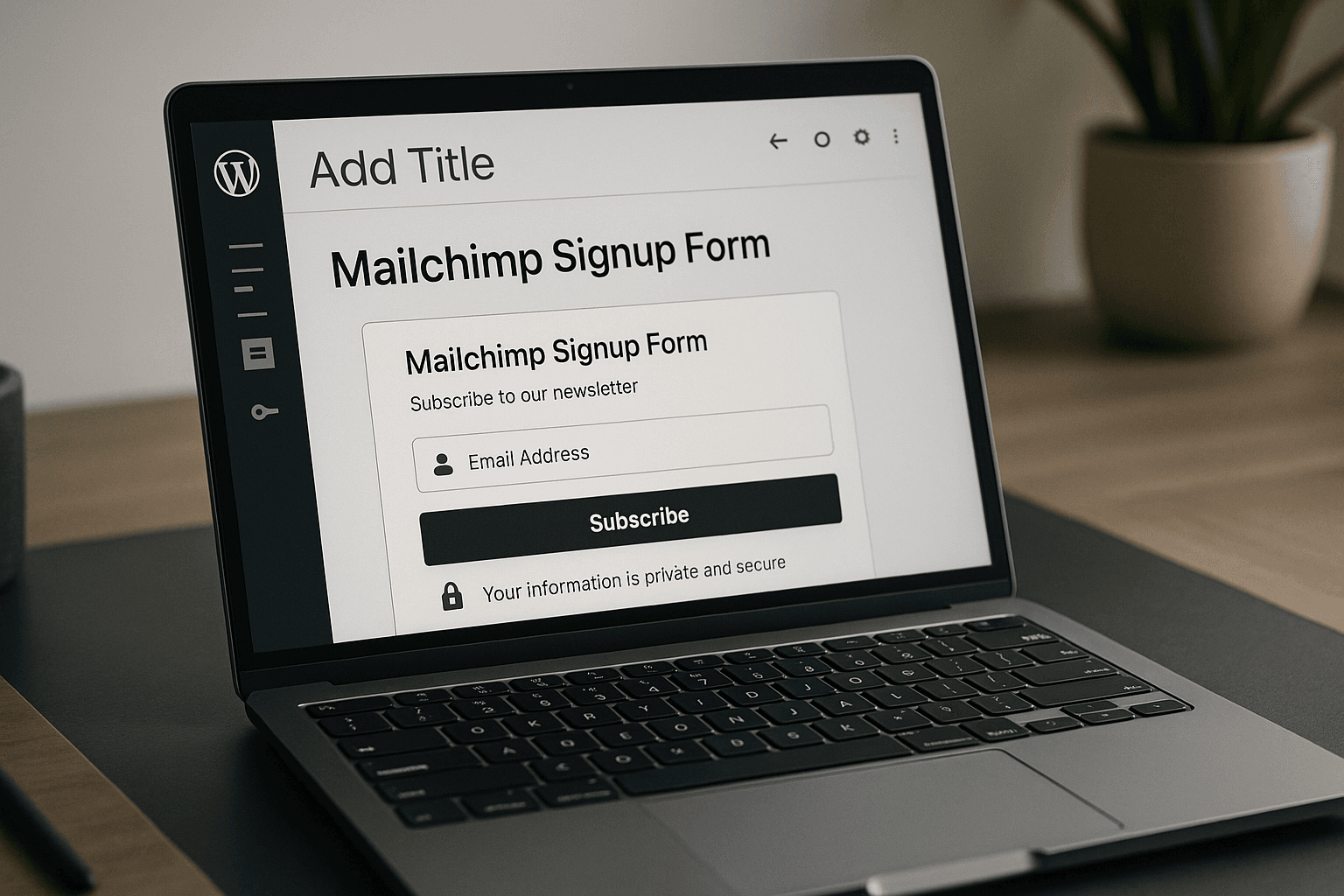 Intégration de Mailchimp et WordPress conforme à la RGPD sur ordinateur portable