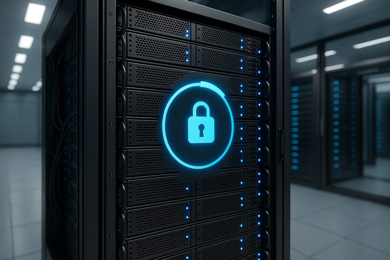 Serveur dans le centre de données avec processus de sauvegarde rsync en cours d'exécution