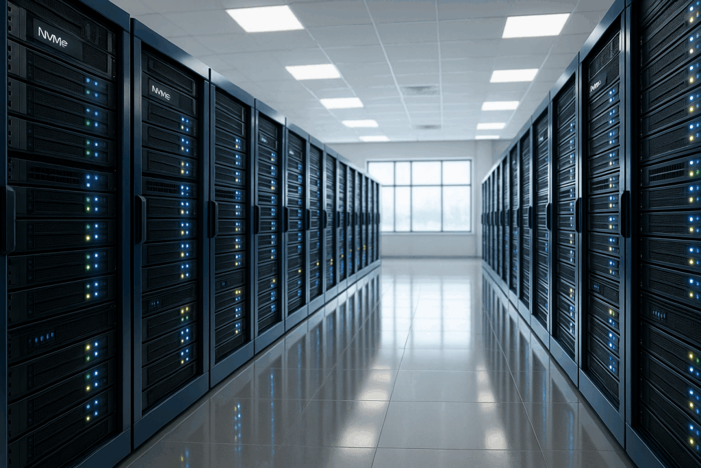 Comparaison de serveurs ultramodernes en 2025 dans un centre informatique allemand