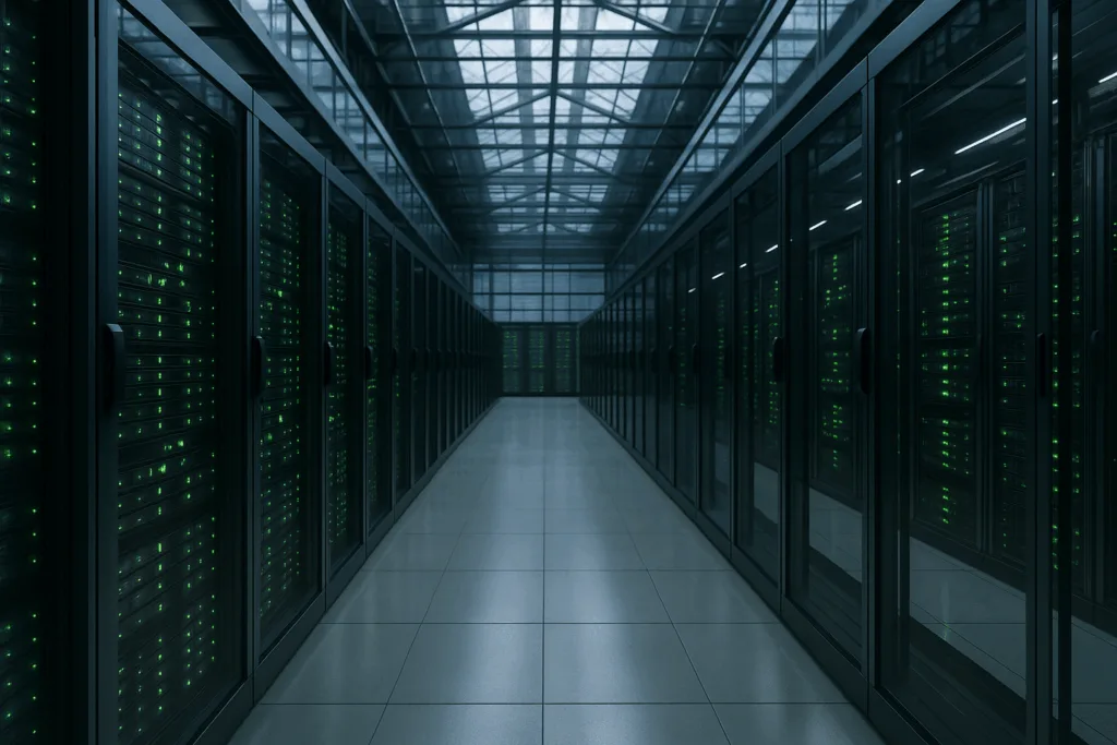 Salle de serveurs Strato Hosting avec un uptime élevé dans un environnement moderne