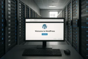 Salle de serveurs avec serveurs SSD et site WordPress rapide pour l'optimisation de la vitesse de page