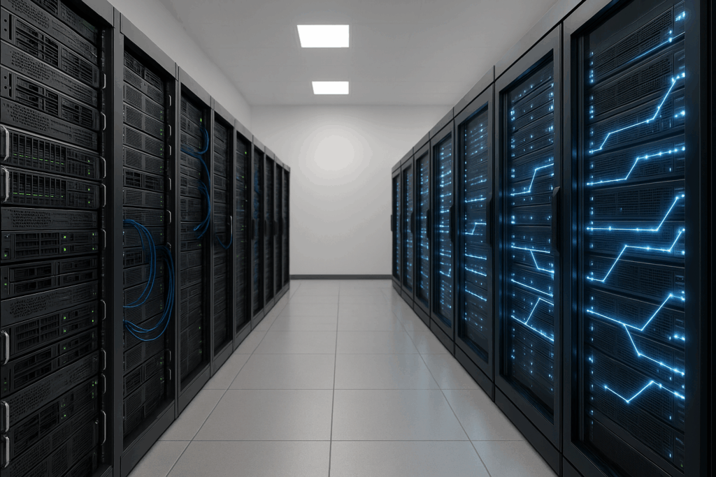 Centre de données avec serveurs bare metal et virtualisés côte à côte