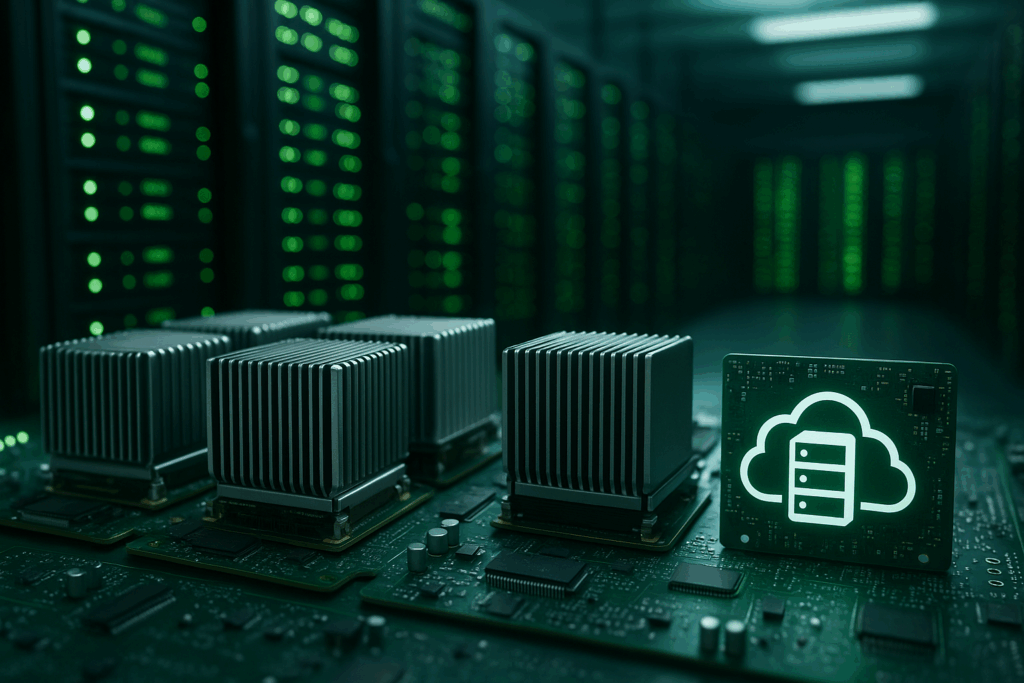 Modules CPU modernes dans la salle des serveurs pour la performance de l'hébergement web