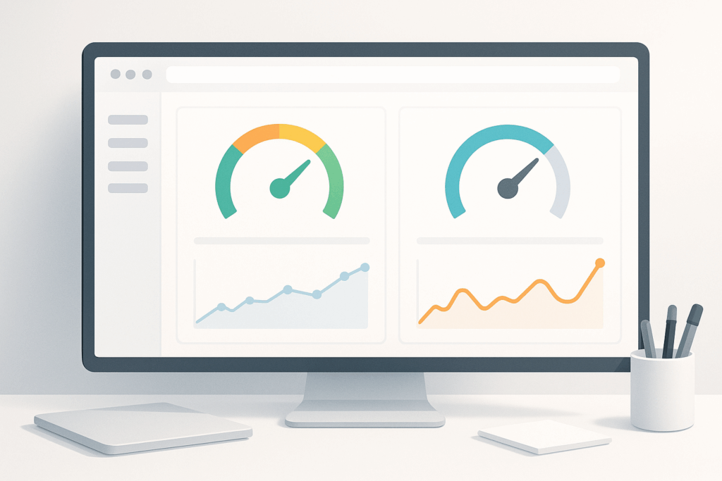Visualisation moderne du tableau de bord avec les métriques PageSpeed et Lighthouse