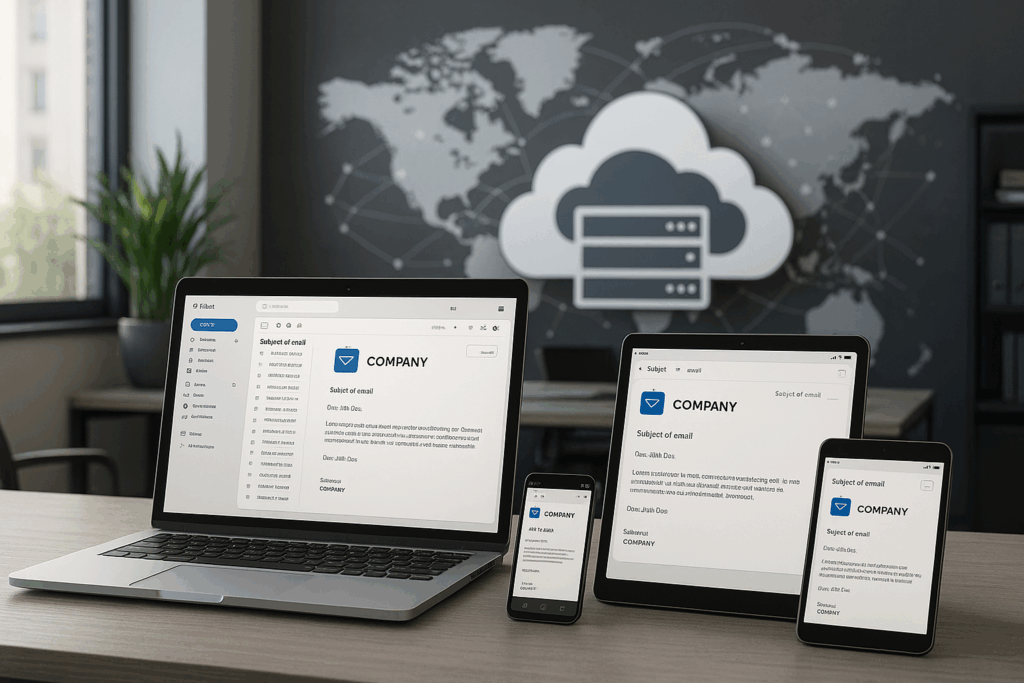 Bureau moderne avec technique pour des solutions professionnelles de messagerie électronique d'entreprise