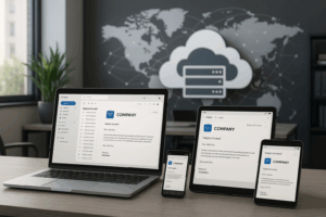 Bureau moderne avec technique pour des solutions professionnelles de messagerie électronique d'entreprise