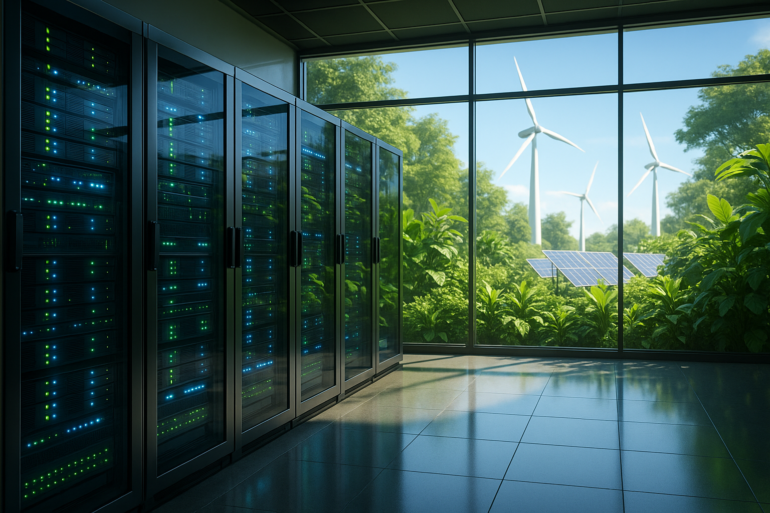 Un centre de données durable utilisant des énergies renouvelables et une technologie verte pour un hébergement web respectueux de l'environnement