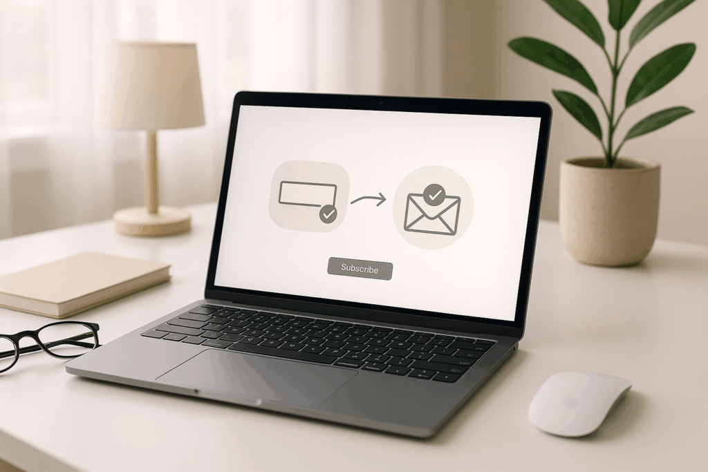 Inscription à la newsletter avec double opt-in sur ordinateur portable