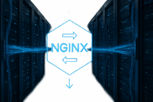 Serveur web NGINX avec redirections d'URL et connexions réseau dans une salle de serveurs moderne