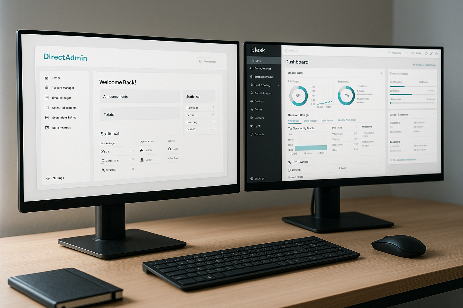 Comparaison Plesk vs DirectAdmin Environnement de travail moderne Panneau d'hébergement