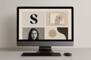 Site web de portfolio sur un ordinateur de bureau avec un hébergement web moderne