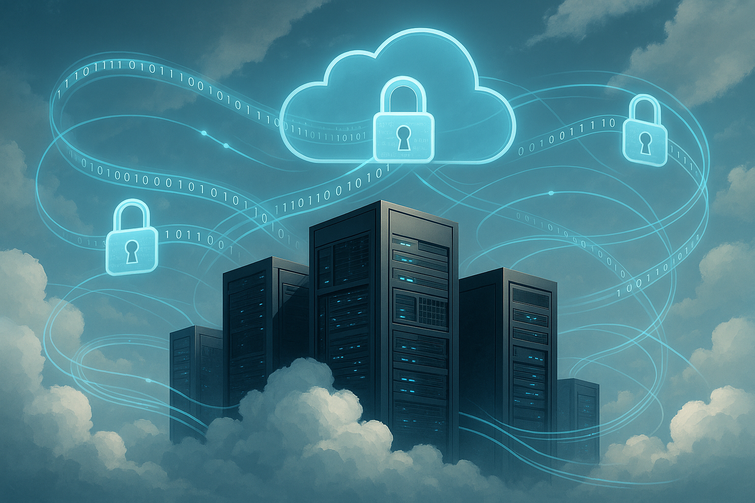 Serveur cloud avec sécurité des données et cryptage dans un environnement informatique moderne