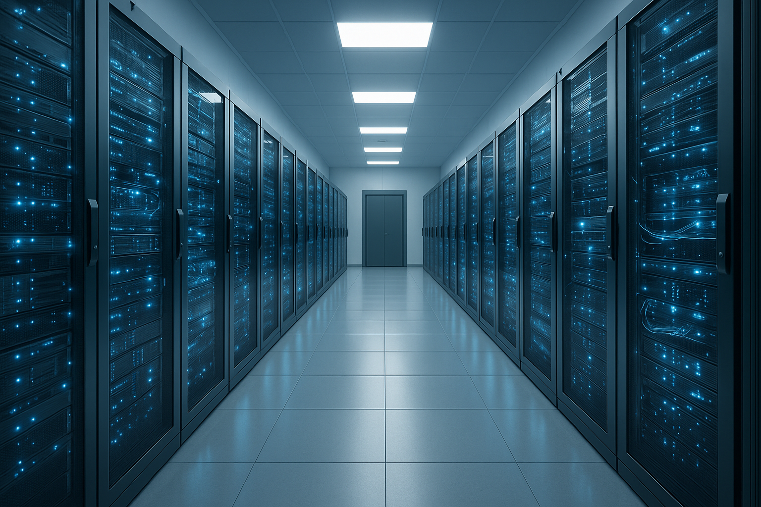 Des racks de serveurs modernes dans un centre de données allemand, une atmosphère d'hébergement web sécurisée