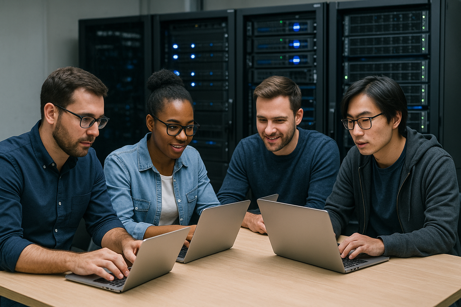 L'équipe de développeurs travaille sur l'hébergement web pour les développeurs avec des serveurs modernes