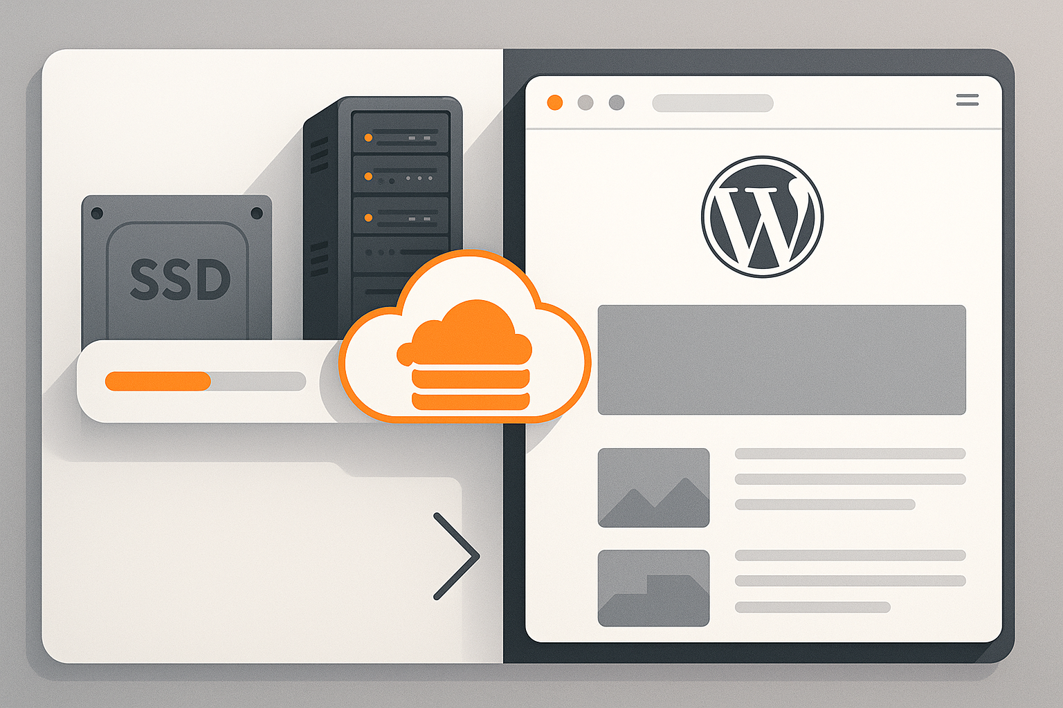 Comparaison de la mise en cache de WordPress : le navigateur montre des temps de chargement lents et rapides grâce à la mise en cache en comparaison directe