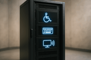 Rack de serveur moderne pour l'hébergement de l'accessibilité web