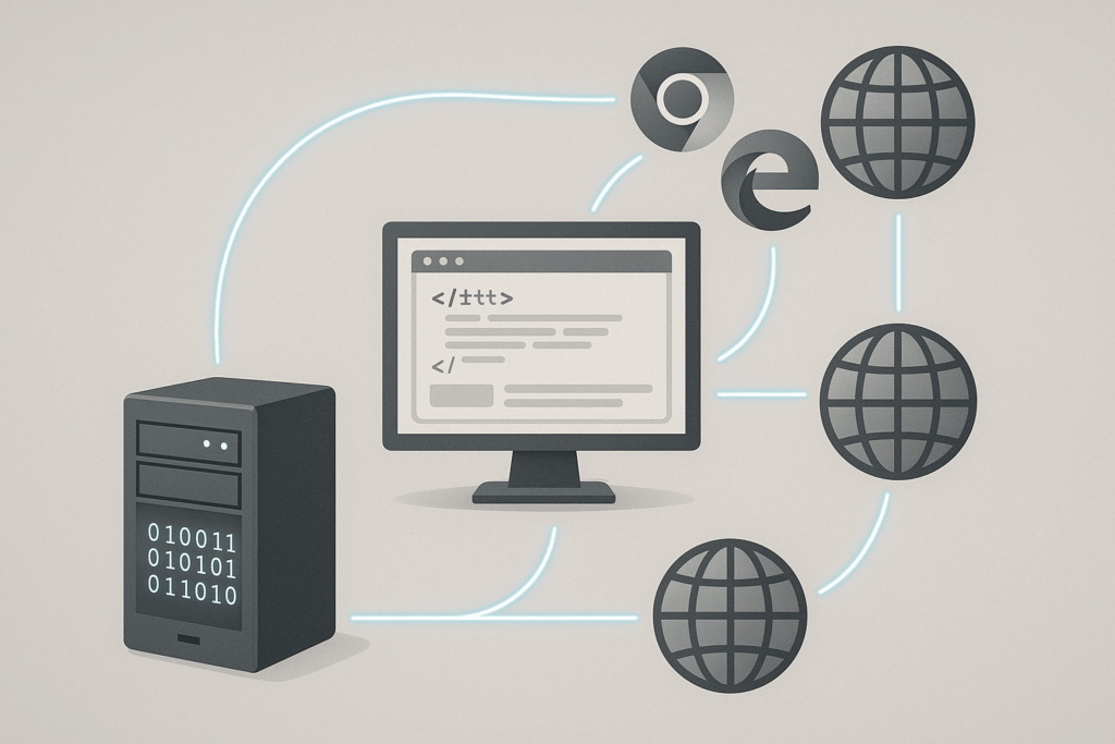 Hiérarchies de mise en cache visualisées sous forme de diagramme de réseau avec le serveur, le navigateur et le nœud CDN global.