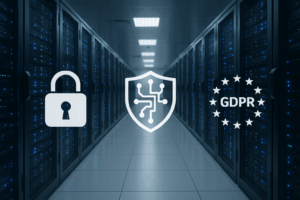 Un centre de données sécurisé, symbole d'un hébergement web conforme à la protection des données