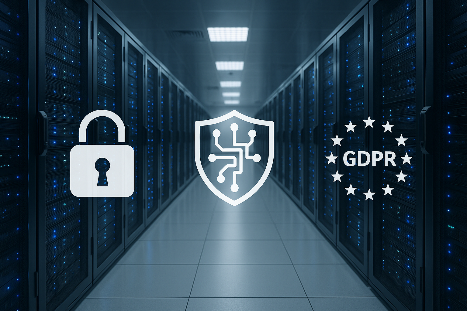 Un centre de données sécurisé, symbole d'un hébergement web conforme à la protection des données