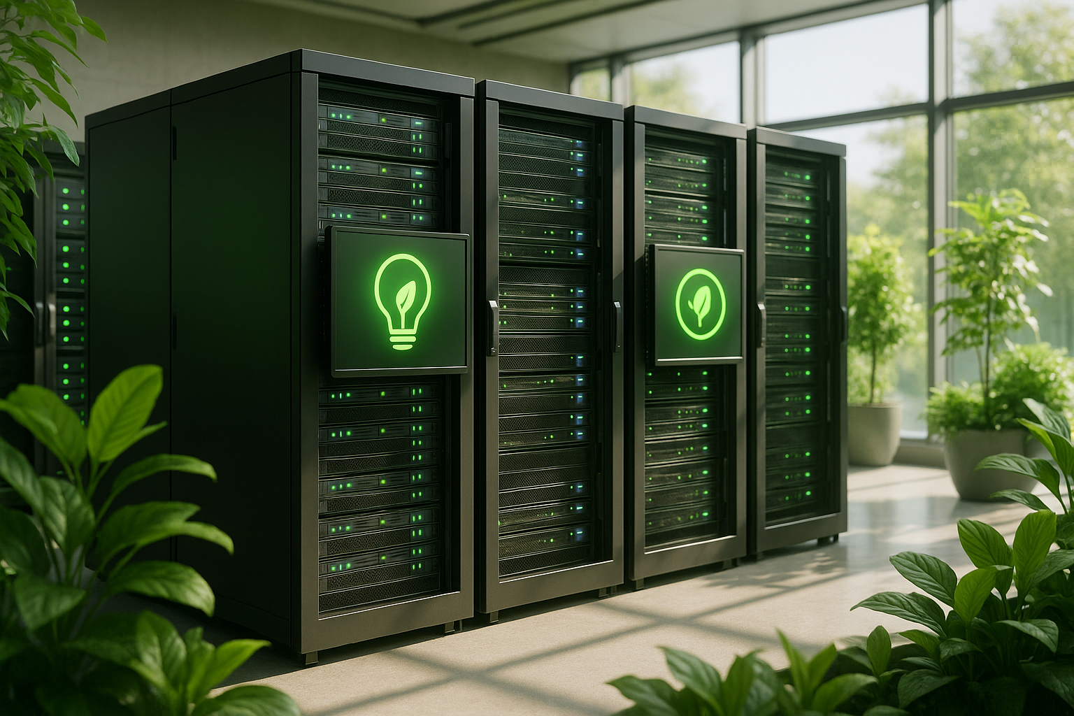 Un centre de données écologique moderne avec un système de refroidissement économe en énergie et une infrastructure verte