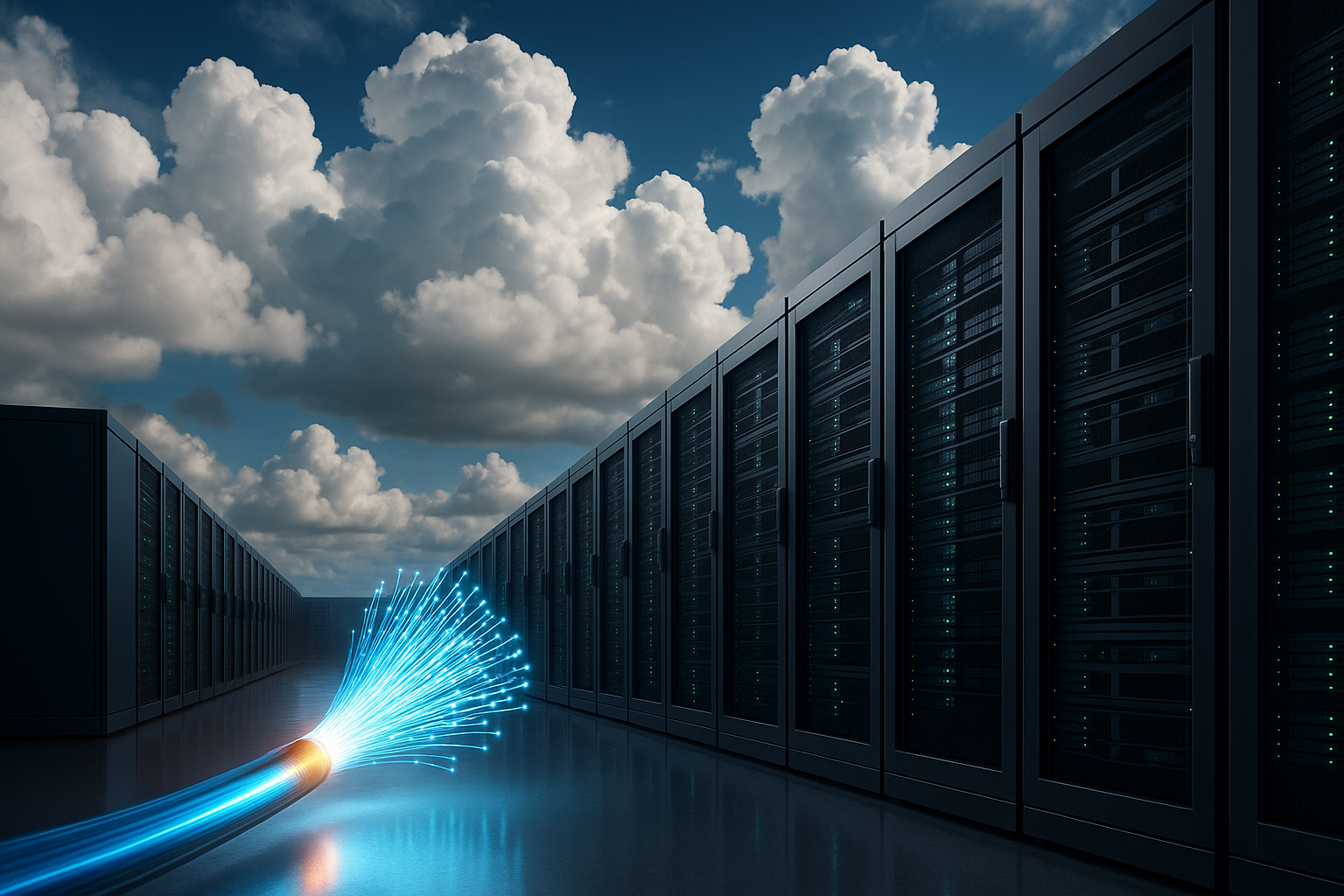 Infrastructure cloud hybride avec serveurs modernes et mise en réseau des données