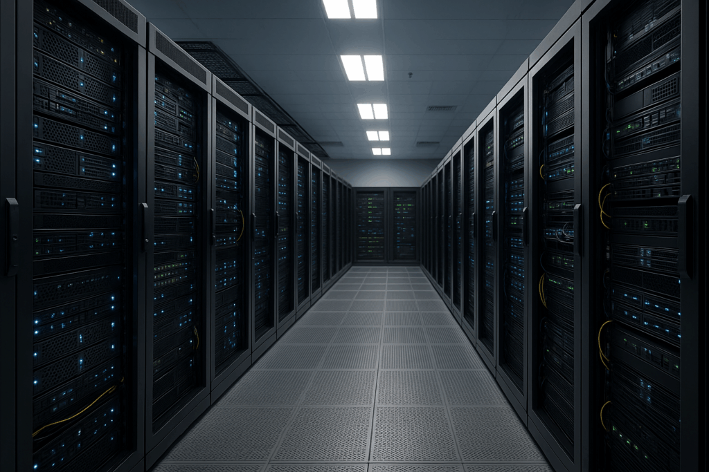 Centre de données moderne avec serveurs et technique de réseau pour l'hébergement géré de Kubernetes et le service d'hébergement de conteneurs