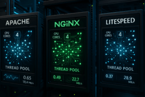 Visualisation de l'optimisation du pool de threads sur les serveurs web Apache, NGINX et LiteSpeed à l'aide de mesures de performance