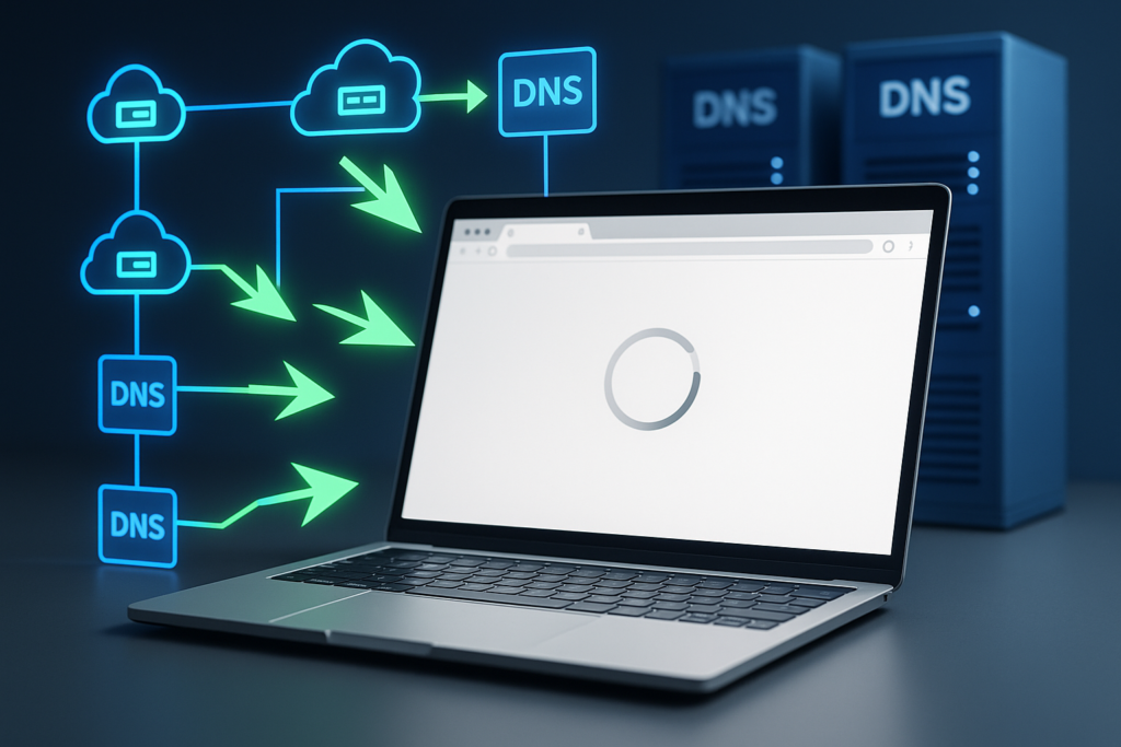 La mise en cache DNS côté client optimise le temps de chargement des sites Web représenté visuellement