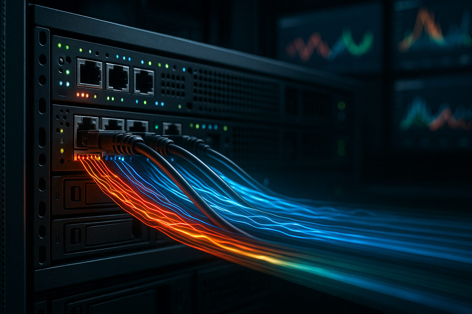 Serveur dans le centre de données avec représentation de la compression HTTP et des performances