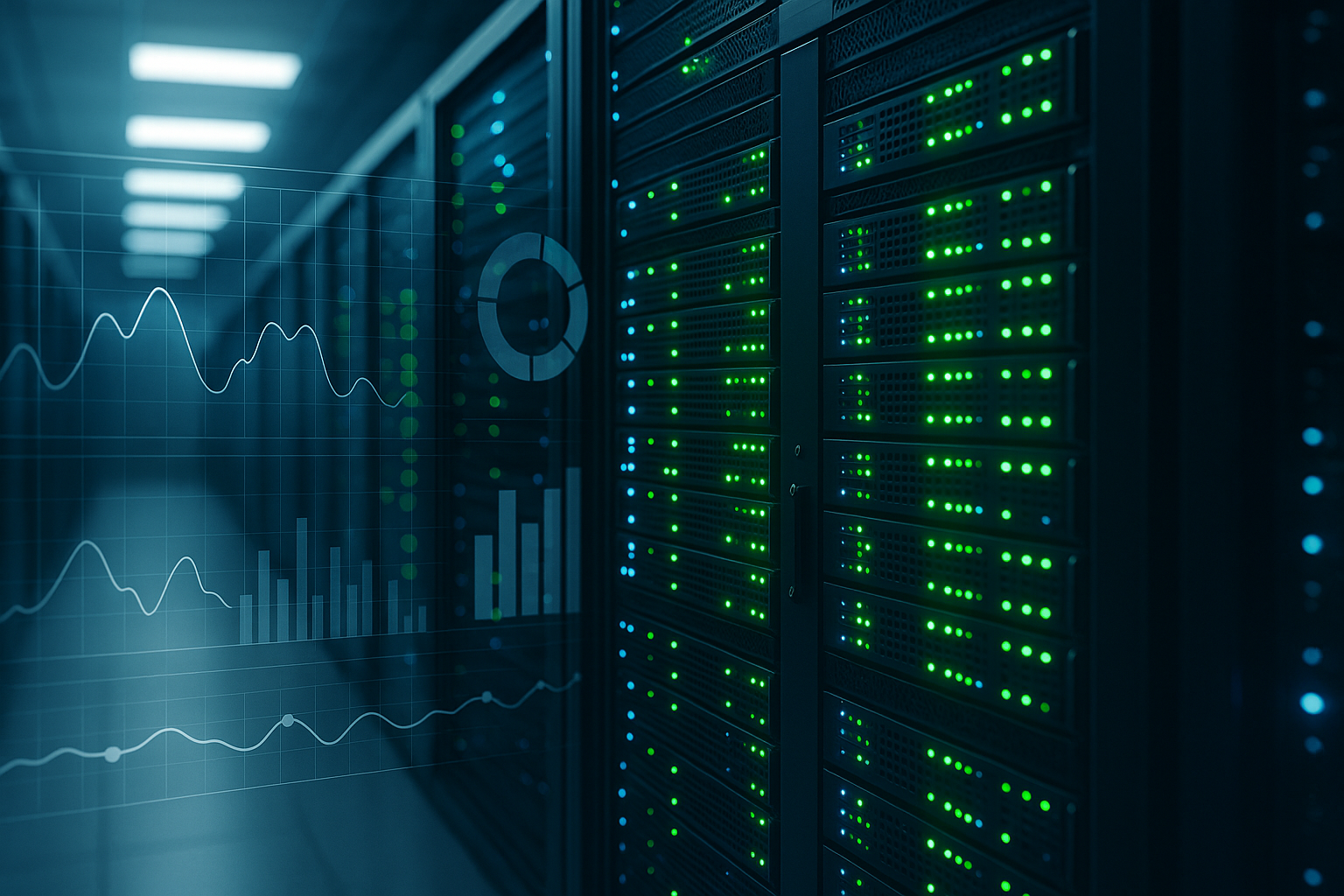 Rack de serveurs avec hébergement web optimisé PHP-FPM dans le centre de données