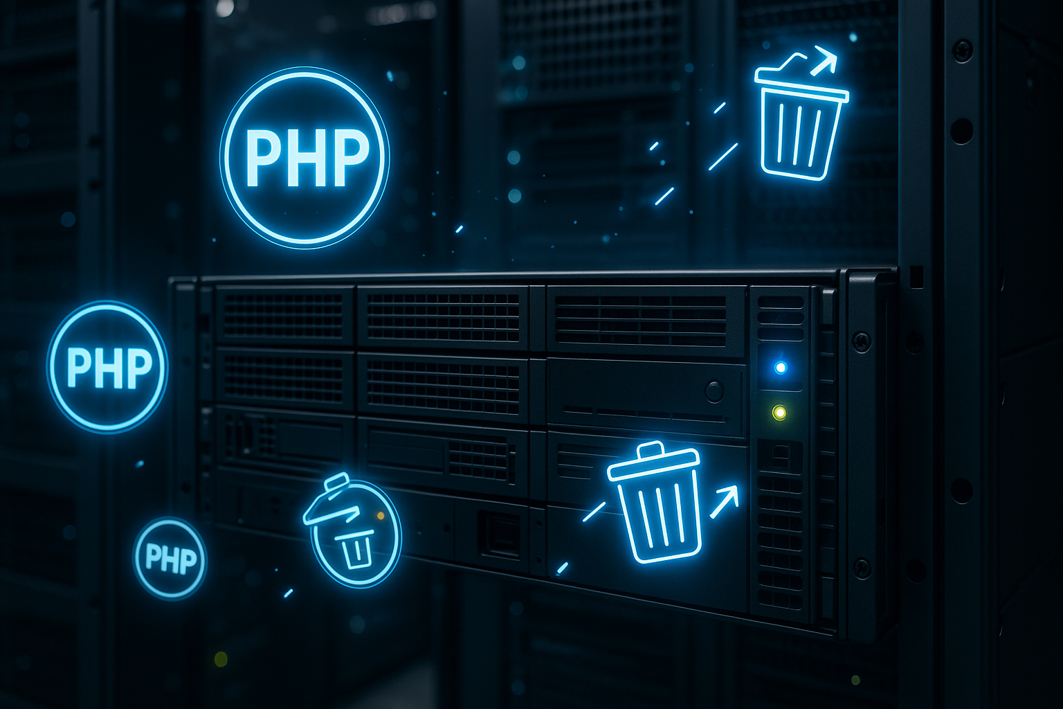 La collecte des déchets PHP optimise les performances d'hébergement web représentées visuellement