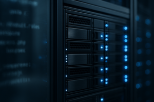 Rack de serveurs avec environnement d'hébergement PHP et architecture système stable