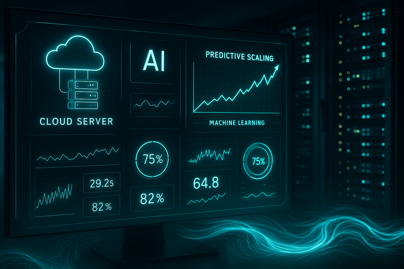 Tableau de bord de surveillance à mise à l'échelle prédictive basée sur l'IA avec métriques en temps réel et optimisation des ressources