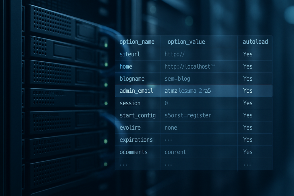 Optimisation de la base de données WordPress Options de chargement automatique dans la salle des serveurs