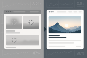 Comparaison entre le chargement différé inefficace et optimisé : présentation des effets sur les performances lors du chargement d'images sur des sites Web