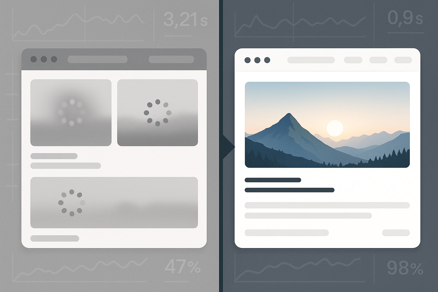 Comparaison entre le chargement différé inefficace et optimisé : présentation des effets sur les performances lors du chargement d'images sur des sites Web
