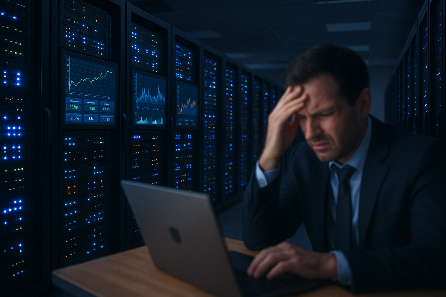 La salle des serveurs avec les métriques de performance et les utilisateurs frustrés montre l'écart entre les ressources du serveur et les performances réelles du site web